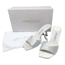 NIB Jimmy Choo Skye 70 Silver Crystal Kitten Heel Sandal Size EU 37.5 picture