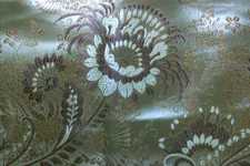 Vintage Gold Floral Jacquard Imperial Brocade Synthetic Fabric 28 Inches picture