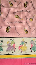 FEEDSACK FULL SIZE Novelty Square Dancers Calls and Instruments picture