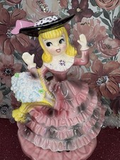 Vtg Consco Girl In Black & Pink Hat & Dress Napkin Holder Lady Figurine Japan picture
