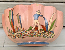 Rare Talavera Pink Vintage Tlaquepaque Tonala Redware Terracotta Bowl scalloped picture