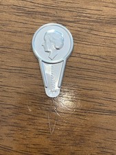 Vintage Sewing Needle Threader W. Germany Aluminum Metal W/Girl Lady Needlebook picture