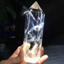 403g Natural clear crystal obelisk Blue needle Quartz tower Mineral energy Reiki picture