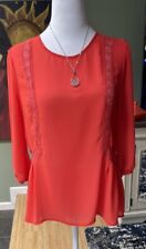 Chloe K Semi Sheer Red Blouse Shirt Top Women’s Sz Sm  EUC 3/4 Sleeves picture