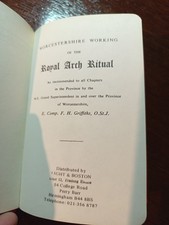 Worcestershire Working of the Royal Arch Ritual   Freemasonry masonic/592 picture