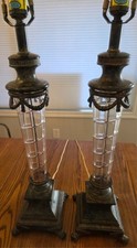 Pr. French Neoclasical/Empire Style Crystal Cut Glass Lamps  picture