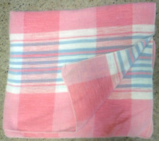 Vintage BLANKET Pink & Blue Plaid Flannel 60
