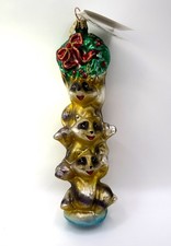 Vintage 2001 Christopher Radko Stack o Raccoons Glass Ornament w/ Tags  picture