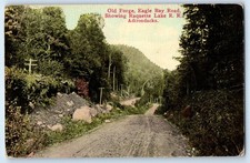 1913  Adirondack Mountains New York Postcard Old Forge Eagle Bay Road Raquette picture