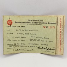 Vintage 1929 Railroad Employee Trip Pass Lot - I-GN & CRI&P - Historical picture