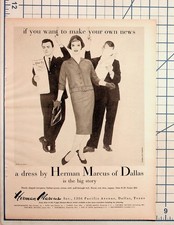 1958 Herman Marcus Dallas Dress Magazine Print Ad Vintage Fashion Ephemera picture