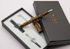 Click Century Light Brown & Black Ebonite Fountain Pen Chrome Trims New In Box picture