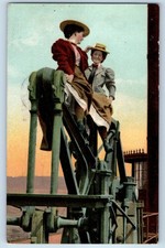 1908 Women On Oil Derrick Charleston West Virginia WV Antique Posted Postcard picture