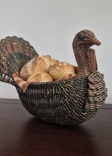 Vintage Turkey Basket Thanksgiving Bread Roll Basket Rustic Fall Decor picture
