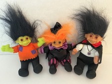 3 RUSS BERRIE HALLOWEEN TROLLS VAMPIRE WITCH FRANKIE FRANKENSTEIN STUFFED TOYS picture