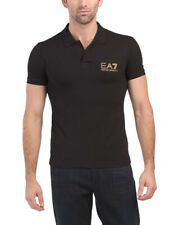 NWT Emporio Armani EA7 Men Polo Collared Shirt Black Logo Short Sleeve picture