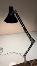 Vtg MCM Luxo Black Articulating Drafting Desk Task Lamp Light w Clamp USA Works picture