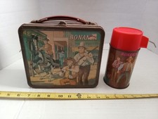 Vintage 1965 Aladdin Bonanza TV Show Metal Lunchbox & thermos set. picture