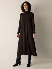 EILEENFISHER Stretch Jersey Knit Turtleneck Dress COFFEE picture
