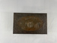 Antique German WWI Patriotic Hammered Metal Box In Treue Fest Cannon Motif 1915 picture