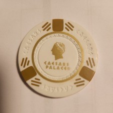 Caesars Palace Casino White and Gold Poker Chip picture