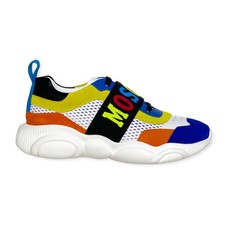 MOSCHINO MULTICOLOR ELASTIC BAND TEDDY SHOE LUXURY SNEAKER $535 picture