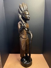 Large African Chief Staff Figure Congo Wood Sculpture 32” Tribal Art Statue picture