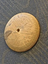 Antique 19thC Large Hardwood Button Mold Hand Turned Patina Single Hole 2