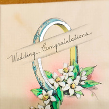 Vintage 1936 Volland Joliet Wedding Greeting Card 4061 & Postmark Envelope picture