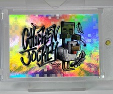 RARE 2021 PANINI MINECRAFT ROOKIE CHICKEN JOCKEY ROOKIE HOLO STICKER RC SSP SP picture