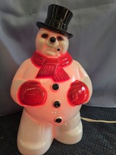 Vintage 1950's Hard Plastic SNOWMAN Christmas ~ Light Up WORKS picture