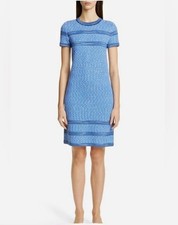 St. John Collection Blue/White  Tweed Knit Sheath Dress, Round Neck NWT size 10 picture