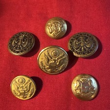 6 Vintage US Army Military Buttons Lot - Scovill, Waterbury, Others. Ark. Crest picture