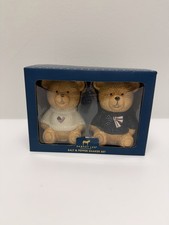 Dabney Lee Teddy Bear Salt & Pepper Shakers Patriotic Red White Blue Set picture