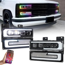 LED Headlight Assembly with Multiple Color Halo for 88-98 Chevy GMC | OEM Fitmen picture