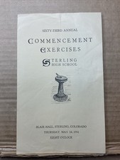 24 May 1951 Sterling High School Commencement Exercises Program Colorado B74 picture