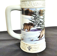 VTG WOLF  BEER STEIN  1999 MILLER BEER~WOLF DECEMBER DUSK picture