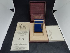 Vintage Dupont gas lighter blue lacquer Line1s with box picture