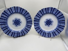 2 Cauldon Corinthian Flute Flow Blue Stoneware 9.5