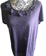 Simply Vera Wang XL Blouse X Large Purple Rhinestone Beaded Top Shirt Pretty picture