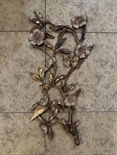Large 1962 MCM 26” SYROCO Wall Hanging DOGWOOD FLOWERS & BUTTERFLY Art Sculpture picture