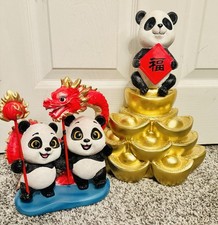Year Of The Horse 2026 Panda Dragon Figurine Decor Set Chinese Lunar New Year picture