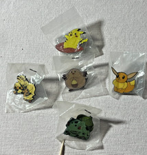 Vintage Pokemon League Promo Pin Badge Lot 5 Pikachu Eevee Bulbasaur Sealed POP picture