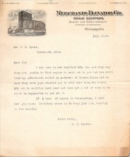Merchants Elevator Co. 1912 Minneapolis MN Antique Letterhead Billhead TK23 picture