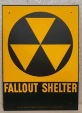 Vintage Original Fallout Shelter Sign Cold War 1960s Era Department of Defense  picture