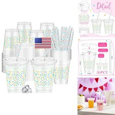 Domensi 50 Pcs 12 oz Clear Plastic Cups Baby Shower Birthday It's a Boy Girl picture