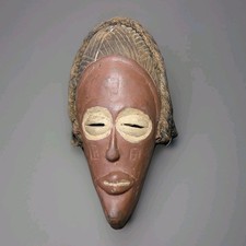 Chokwe African Wood Mask Pwo Motherhood Hand Carved Fiber Hair 12