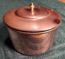 Vintage French Tinned Copper Bain Marie Pot w/Lid Brass Finial Made in France picture