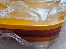 Vintage Tupperware 1534 Square Luncheon Plates Lot of 4 8x8  Harvest Colors NEW picture