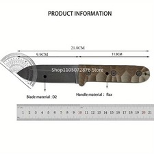 Bushcraft Fixed Blade Knife D2 Steel 9.9cm Blade Leather Sheath EDC picture